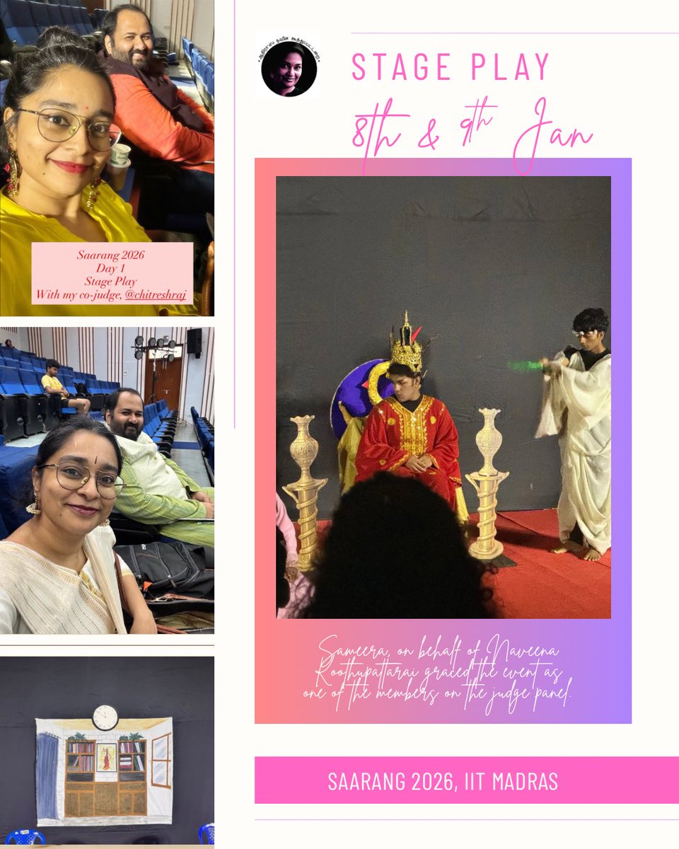 NKP_Aadhira's tweet photo. @iamsameera07, on behalf of Naveena Koothupattarai graced various events organised by the Drama Club of @iitmadras as one of the judges on the judge panel for @Saarang_IITM, the annual cultural fest of IIT Madras. 

More on “Saarang 2026” here:
https://t.co/e76FXPMgE0 https://t.co/4UhzIOuRss