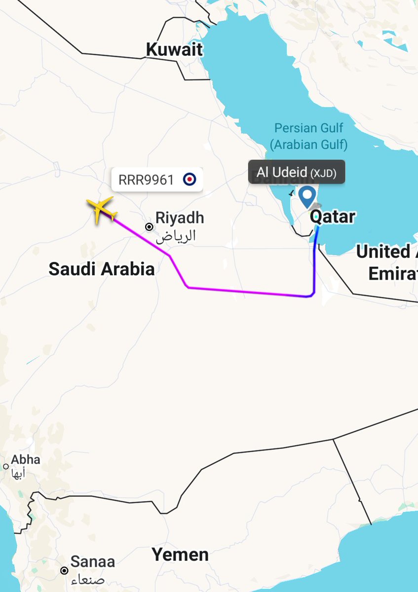 After Saudi and Qatar's refusal of not allowing their land or airspace being used against Iran the US and UK both are pulling resources out of the area.
This British refueling tanker just arrived today to Qatar now it is pulling out. The US attack if happening will either come