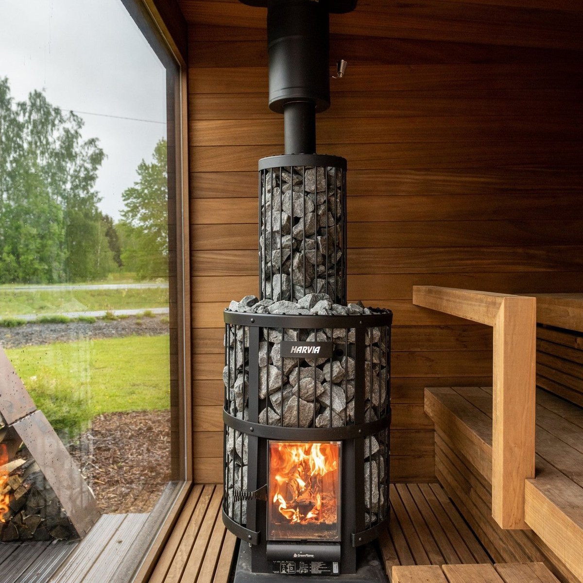 Products's tweet photo. Experience pure relaxation with Harvia Legend 240 GreenFlame: clean-burning, traditional sauna heat.