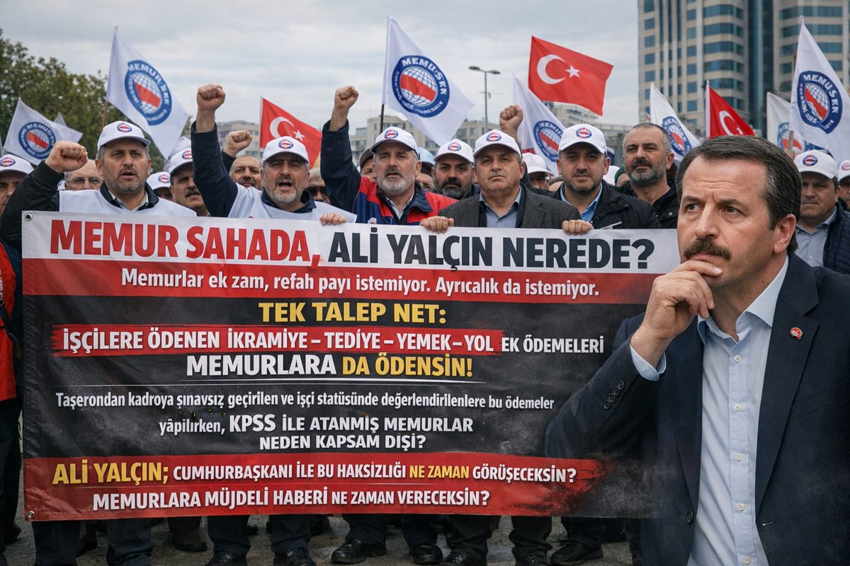 #KamuyaMaaşReformu

Sn. <a href="/_aliyalcin_/">Ali YALÇIN</a>  Eylem planınız kaç gün sürecek ?

Memurlara emekliliğe yansıyacak 30 bin TL seyyanen zam yapılmalıdır.

İşçilere ödenen ikramiye-tediye-yemek-yol-denge ödemesi memurlara da ödenmelidir.

Taşerondan bedava kadro almadık !
KPSS'den atandık !