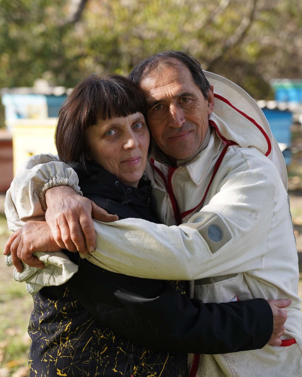 WorldVision's tweet image. After fleeing conflict, Dmytro and Liubov rebuilt their future with help from World Vision. They joined vocational training, participated in a beekeeping course, and developed their first business plan. Now they have the equipment, knowledge, and a roadmap for a secure future.