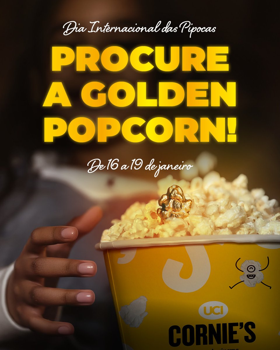 Quer celebrar o #DiaInternacionaldasPipocas connosco? 🍿✨
De 16 a 19 de janeiro, procure uma raspadinha entre as pipocas nos nossos menus e ganhe vários prémios! 🤩