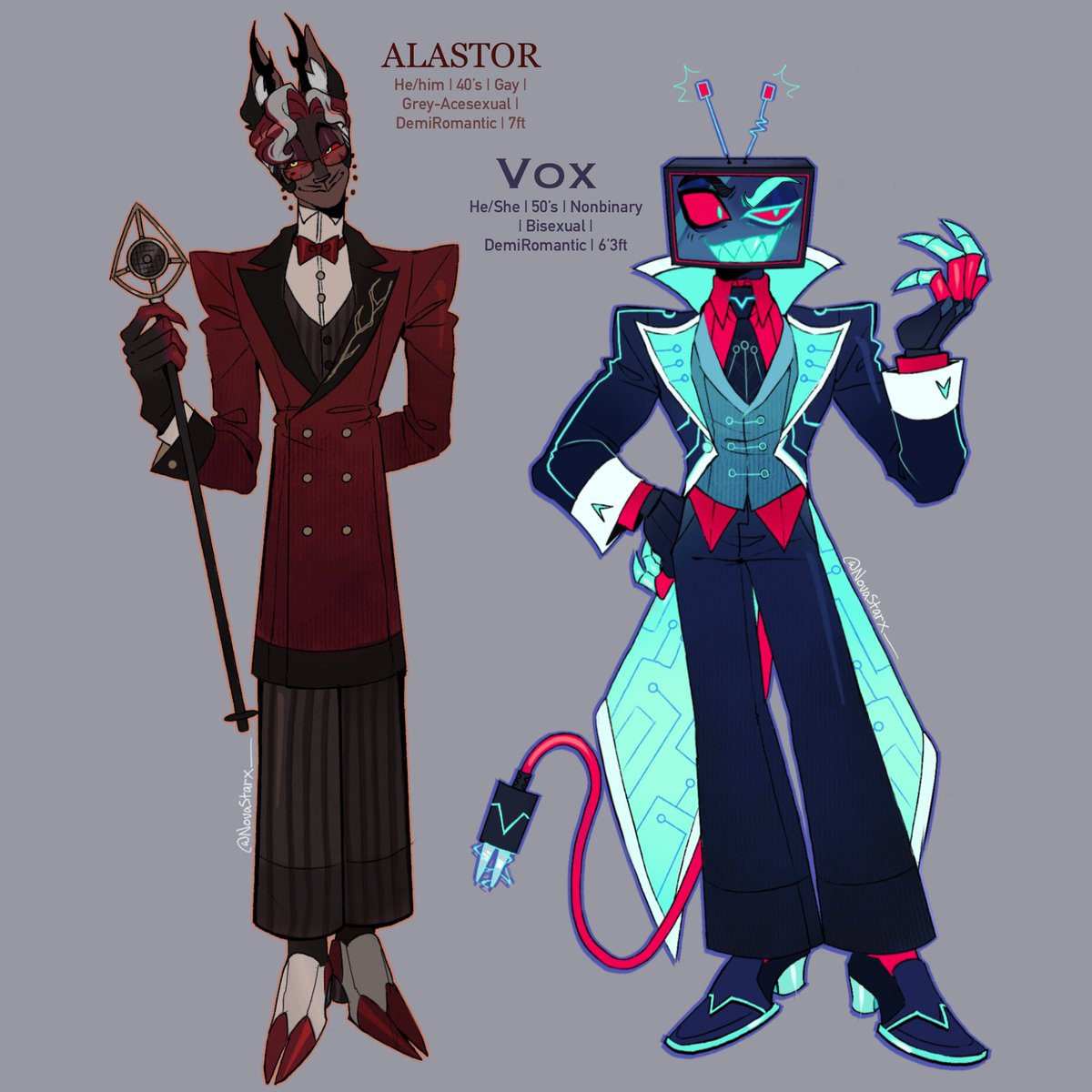 NovAStarx_'s tweet photo. My take of alastor and vox. I’ll probably edit Vox’s redesign at some point.
.
.
.
#vox #alastor #HazbinHotel https://t.co/zL0MnAsvfh