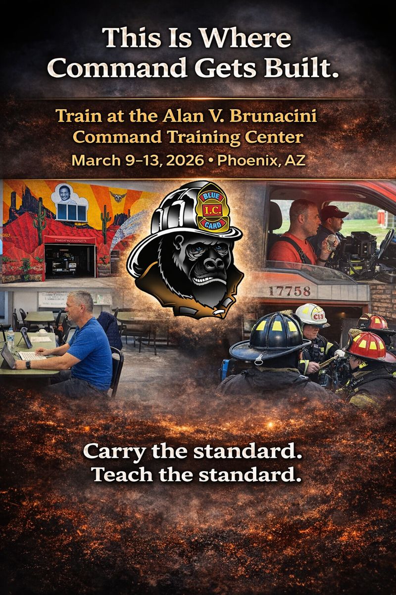 🚨 Train at the Alan V. Brunacini Command Training Center 🚨
Kick off the new year with high-level command training at the Alan V. Brunacini Command Training Center—the birthplace of modern hazard-zone management.
Blue Card’s Train-the-Trainer delivers world-class instruction,
