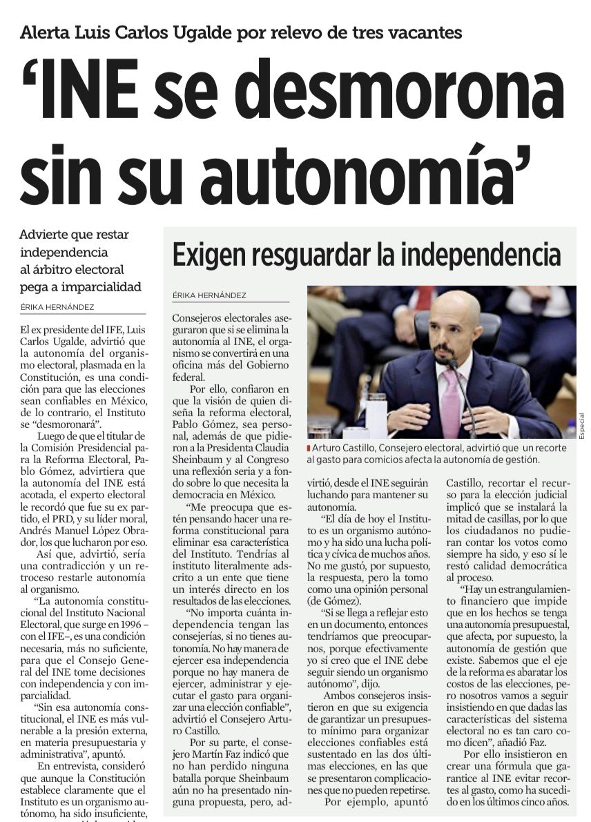 La autonomía del INE no es un “privilegio” burocrático: es una garantía constitucional para que el árbitro no reciba órdenes por la vía que siempre funciona: presupuesto, administración y nombramientos. Si le recortas ese blindaje, no “lo corriges”: lo dejas a merced del poder.