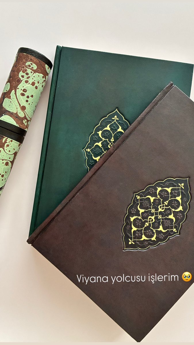 Her bir sayfasını elimde diktiğim cildini nakış gibi işlediğim defterlerim ve kuburum Viyana yolcusu 😍