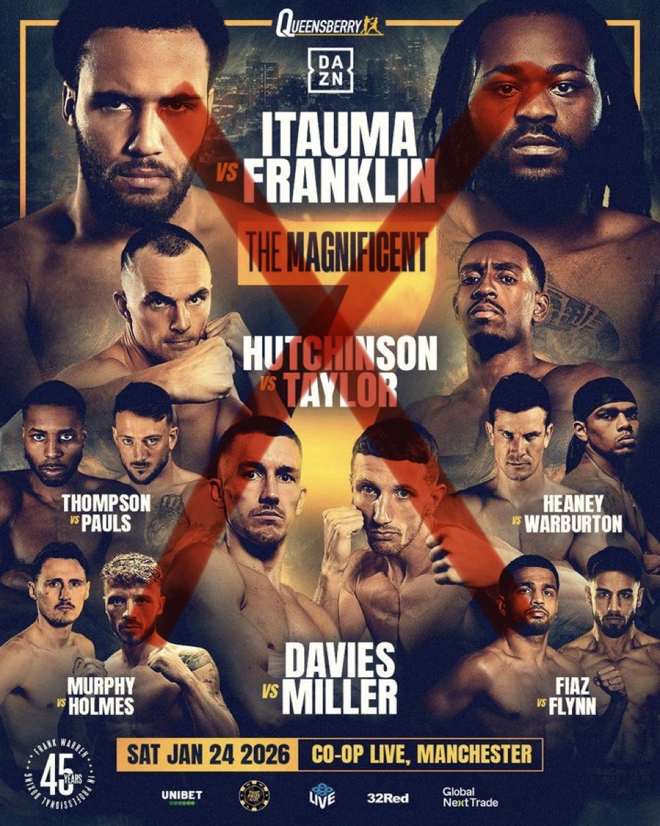 Feel for the fighters on this card. Itauma gets injured &amp; the entire event is postponed. All that training, all that prep, then zero payday. Fans say “that’s boxing” but should it be that way?? This is when boxing sucks! 🥊