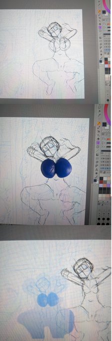 おっぱいが上手く描けないので、シリコン粘土をこねておっぱいにして液タブにはっつけて写真撮ってそれを取り込んでトレス みたいな実験をしています いい感じのような気がする シリコン粘土は手っ取り早く立体の構造を知りたい時に便利