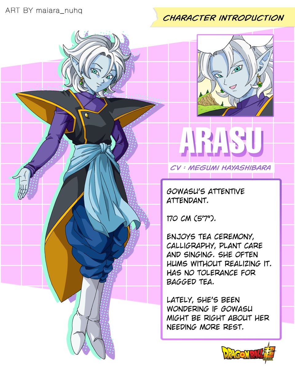 Meet Arasu!
Attendant to the Supreme Kai of Universe 10, Gowasu.
#DragonBallOc