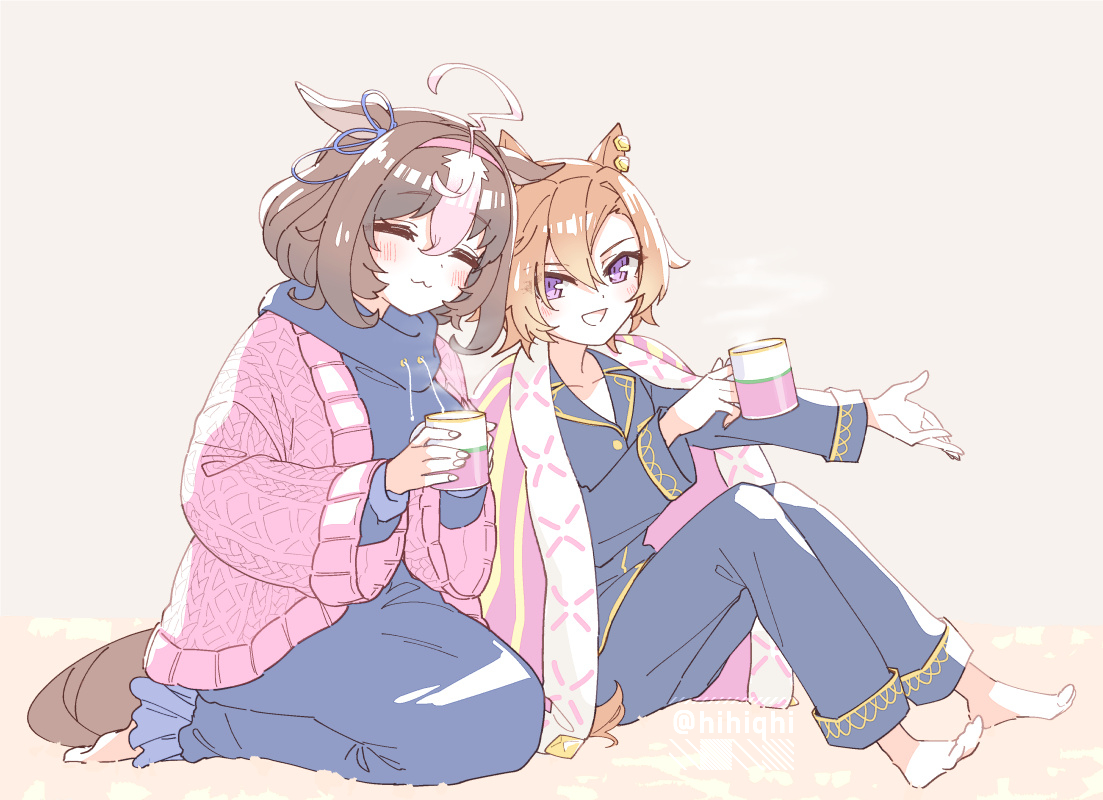 hihiqhi's tweet image. ドトオペのらくがきです　ほぼおそろいの紺色パジャマ可愛すぎ