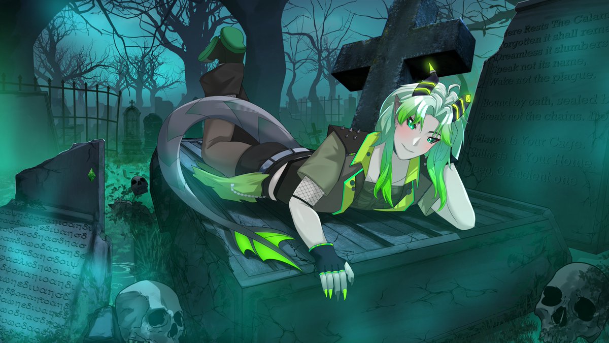 YIPPEEE!!! Anime Illustration work for <a href="/CharttRess/">◇Ress🌿⛓️||VTuber||◇</a>
He's an undead dragon who just woke up after centuries 💚🐉
#VGenComm #artistsontwitter #artshare