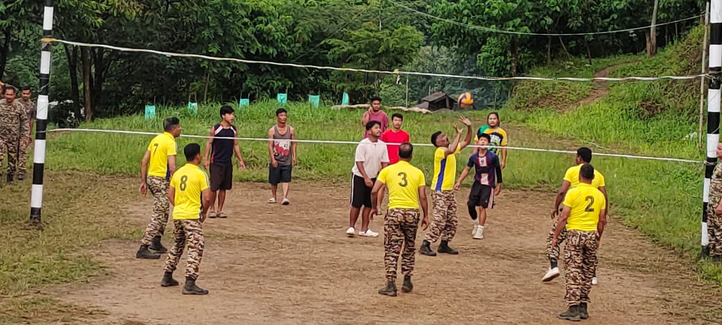 On 14/01/2026 A friendly volleyball match organized by A/30 Bn between A/30 and volleyball team of S. Laijang village.