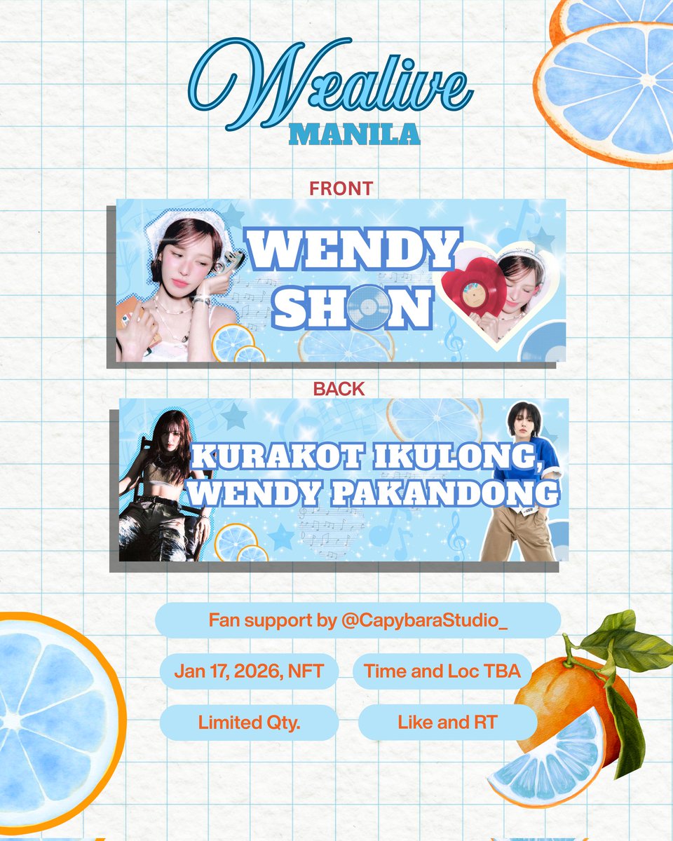 CapybaraStudio_'s tweet image. W:ealive in Manila Freebies
fan support by @CapybaraStudio_ 

Banner

🩵 strictly 1:1
🩵like, rt to claim 
🩵 Following is greatly appreciated

#WENDY_WORLDTOUR_MANILA #WEALIVE_IN_MANILA
#WENDY #웬디 #WEALIVE
#WENDY_WORLDTOUR