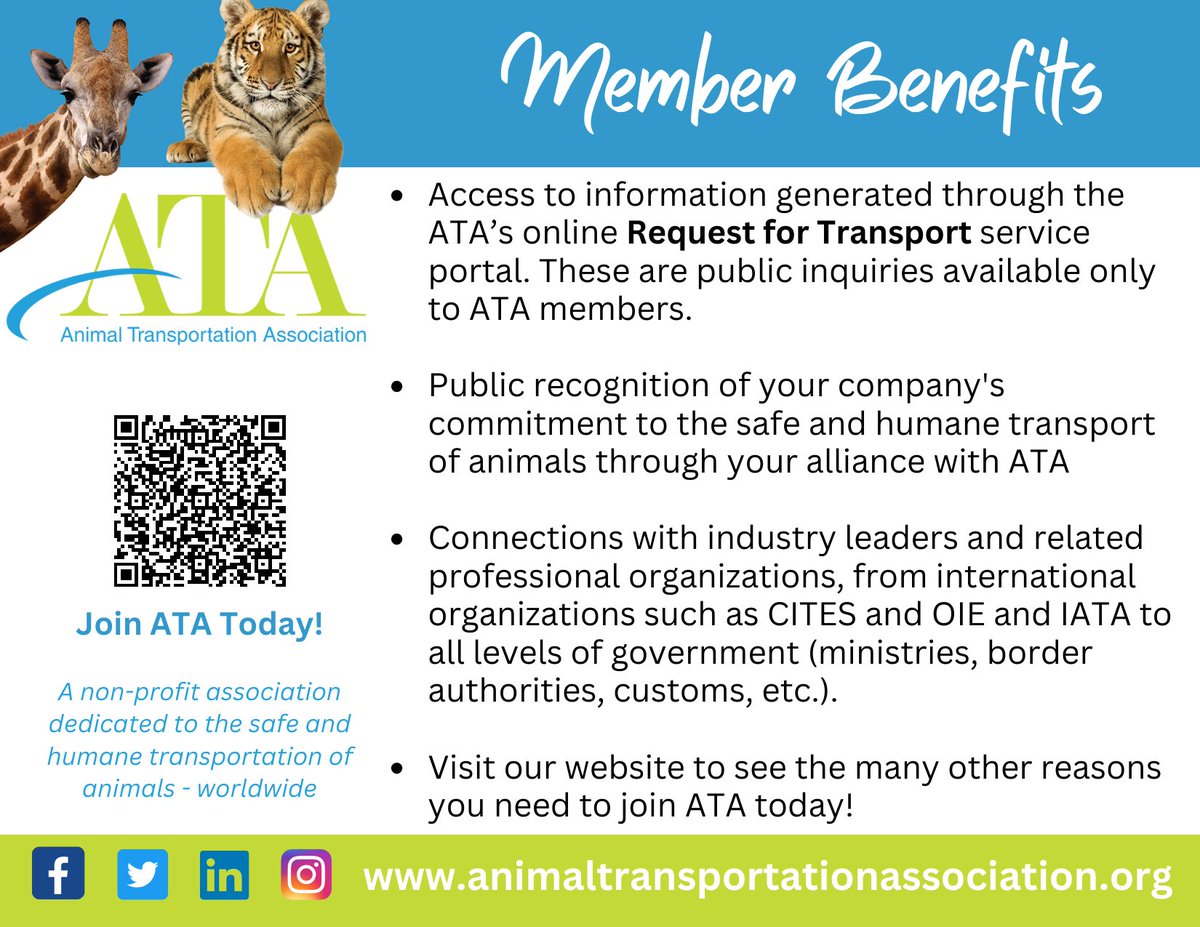 ATA is a non-profit association dedicated to the safe and humane transportation of animals worldwide.

The ATA is a great fit for individuals, businesses, organizations and groups involved in any phase of animal transportation.

Learn more at bit.ly/3SjAkQW