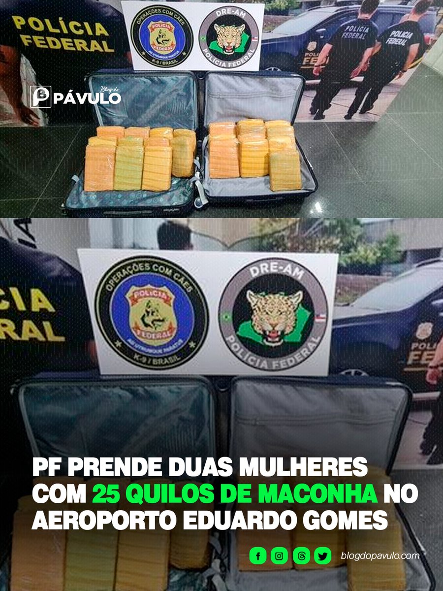 Blogdopavulo's tweet image. PF prende duas mulheres com 25 quilos de maconha no Aeroporto Eduardo Gomes 🛄🛩️ 

blogdopavulo.com/pf-prende-duas…