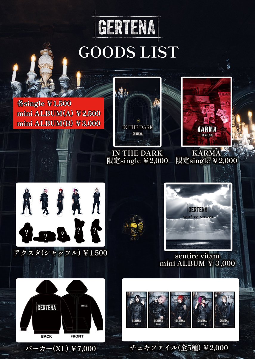 GERTENA / IN THE DARK プレミアムチケット配布盤 明日10:00〜Aチケット発売開始》 2026年6月8日(月)大阪club MERCURY