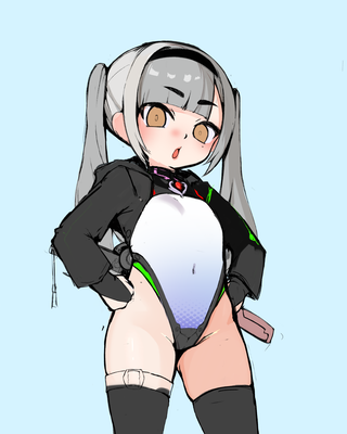 昨日の子のデザイン考えてて
冒険者っぽいのから現代っぽい服から
ムチムチorロリとかポーズとか
何種類か描いた中から

いつも通りエッチな食い込みレオタードっぽい近未来?服の
腰に手を当てるポーズに決まったんだけれど

肩とフードありの方か、
肩がないしゅっとした方か
どっちがいいだろう? 