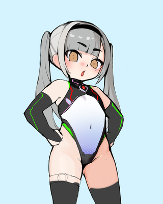 昨日の子のデザイン考えてて
冒険者っぽいのから現代っぽい服から
ムチムチorロリとかポーズとか
何種類か描いた中から

いつも通りエッチな食い込みレオタードっぽい近未来?服の
腰に手を当てるポーズに決まったんだけれど

肩とフードありの方か、
肩がないしゅっとした方か
どっちがいいだろう? 