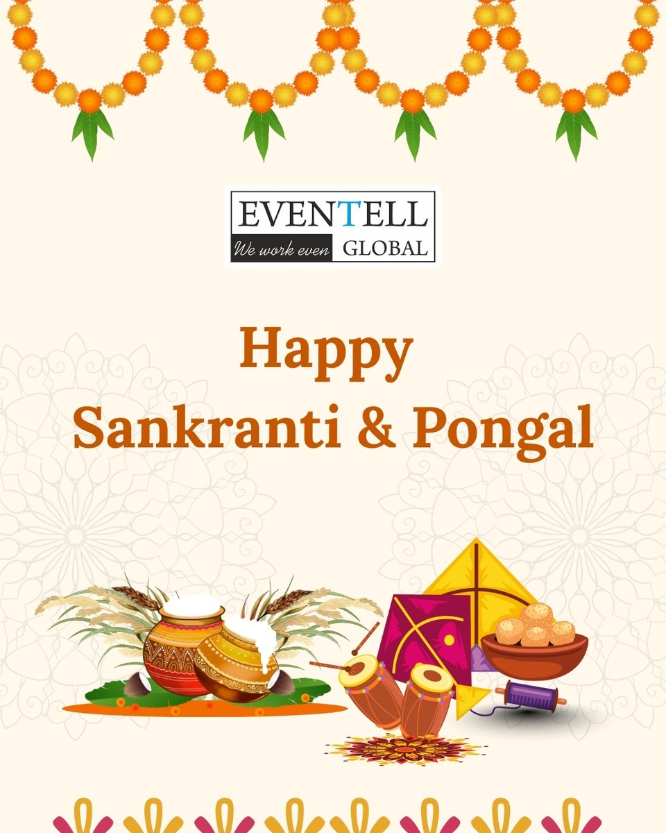 EventellGlobal's tweet photo. Wishing you a Happy Makar Sankranti and Pongal.
May the harvest season bring prosperity, happiness, and new beginnings. https://t.co/bNqpUX3Llf