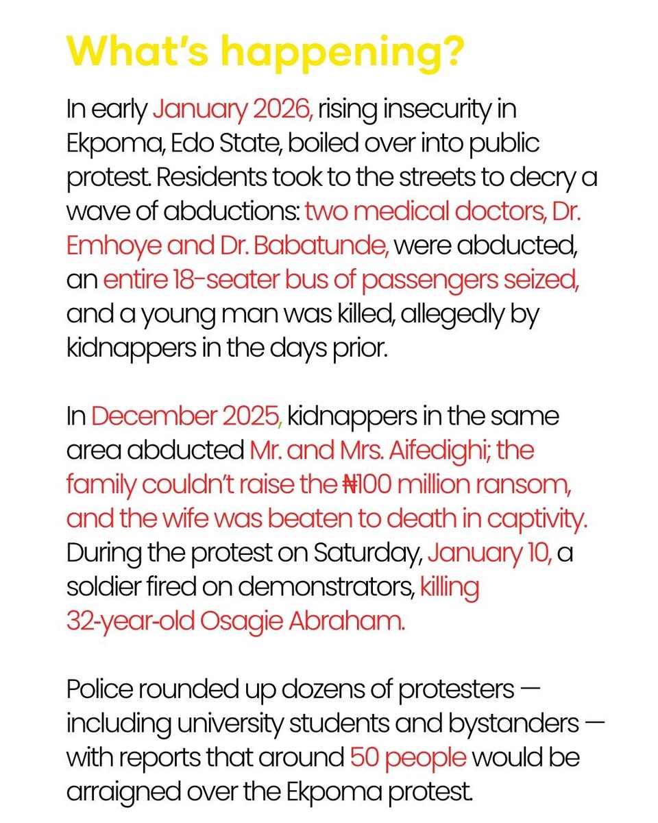 wearegst's tweet image. In Ekpoma, kidnappers operate freely. They seized an 18-seater bus. They abducted doctors. In December, they beat Mrs. Aifedighi to death because her family couldn't raise ₦100 million.
