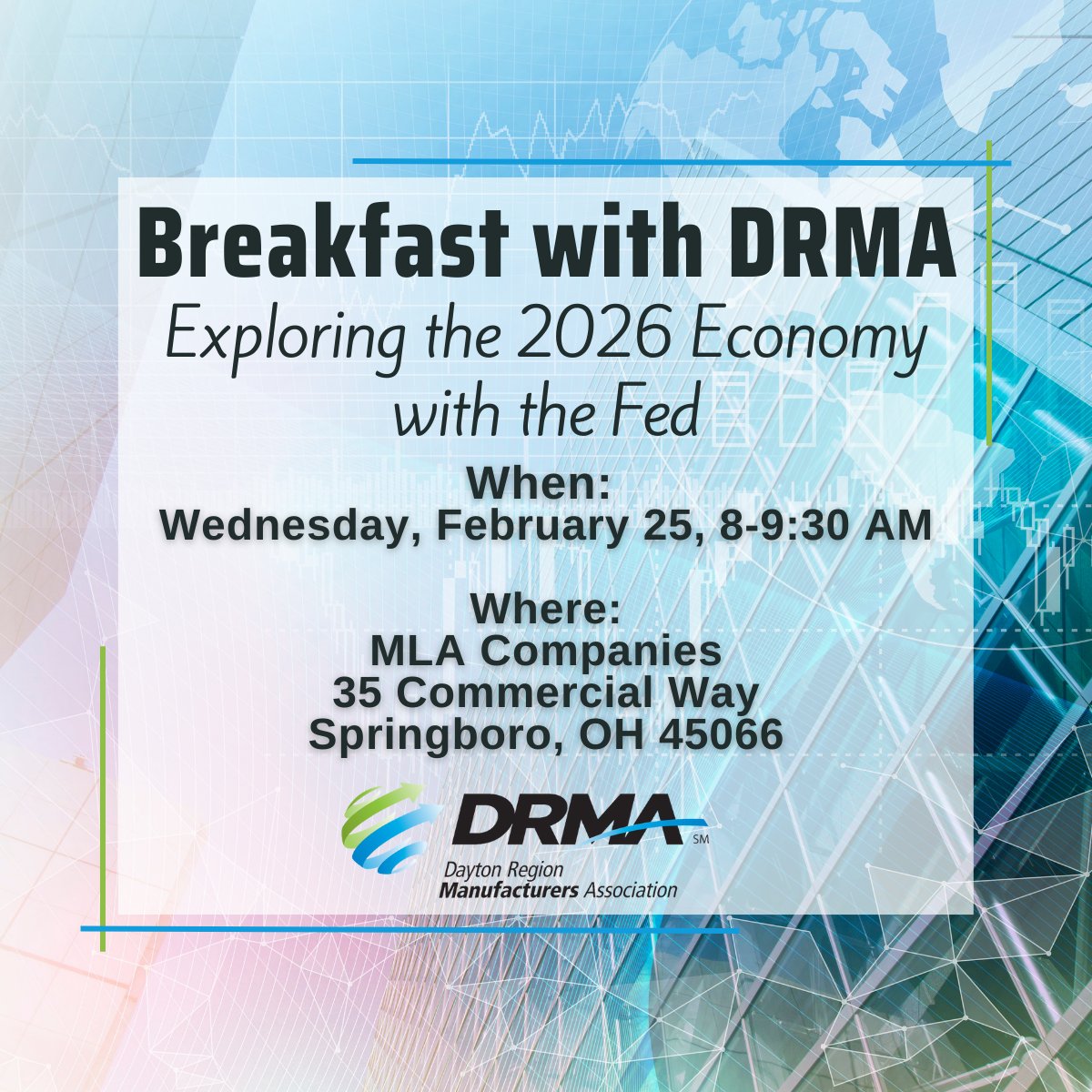 ☕📊 Breakfast with DRMA | Feb 25
Explore the 2026 economy with insights from the Federal Reserve Bank of Cleveland. Network, enjoy breakfast &amp; get ahead of what’s next.
👉 Register: daytonrma.org/feb-25-breakfa…
#DRMA #Manufacturing #EconomicOutlook