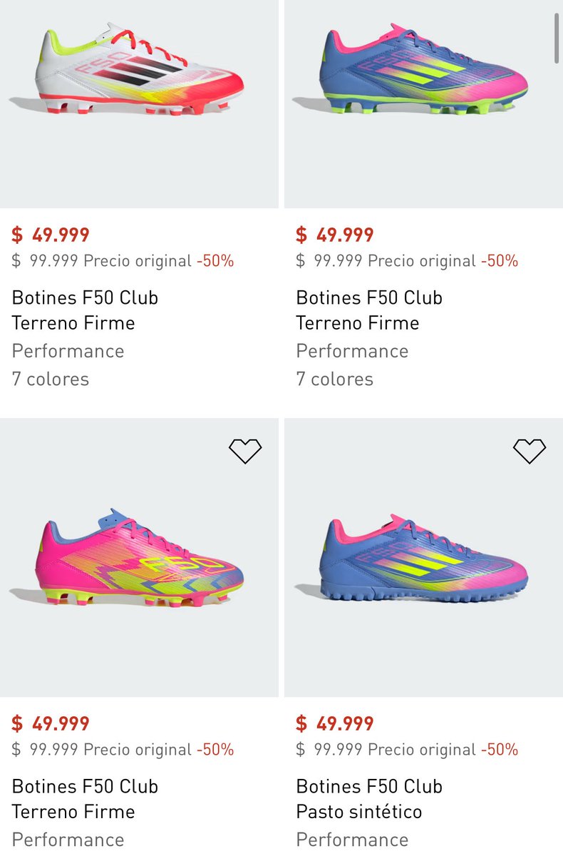 ahorraconana's tweet image. Atención!! En la app de ADIDAS hay BOTINES DE FÚTBOL F11 y F50 por $44.999 para niños y $49.999, adultos, muchos modelos!!! Aprovechen!!
Si no tienen la app, ingresen por acá adidas.com.ar/calzado-botine…