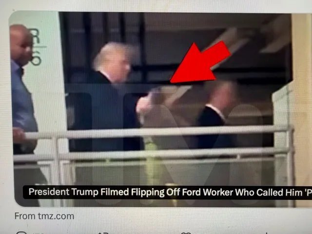 claytoonz's tweet image. The Ford Motor Company has suspended the heckler who yelled "pedophile protector" at Donald Trump yesterday, who then proceeded to yell, "fuck you" and flip him off. This is in line with the company's values, as Henry Ford and Adolf Hitler were mutual admirers. #Trump #Ford #MAGA