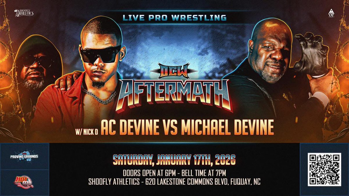 DCWrestlingLive's tweet image. ➡️ ITS FATHER VS SON‼️

Get Ready for DCW AFTERMATH! ⚠️in FUQUAY! 
🎟️ TICKETS ARE ON SALE RIGHT NOW!   
📍 Where: Shoofly Athletics Fuquay NC   
🌐Visit dominantchampionshipwrestling.com

#prowrestling #fuquay #nc #dcw