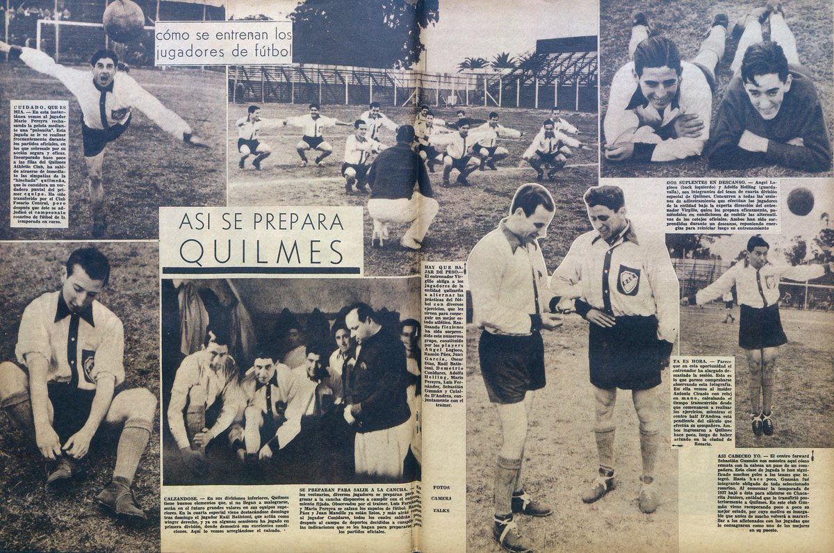 Entrenamiento de Quilmes en 1937  a los jugadores los vistieron elegantes para las fotos.