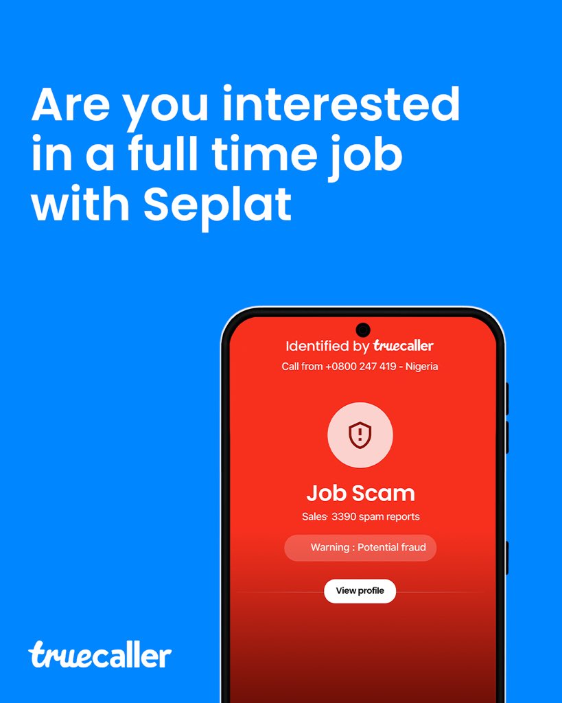 Truecaller_ng's tweet image. Use your head and Truecaller! 
If you no apply for lottery, how you take win?