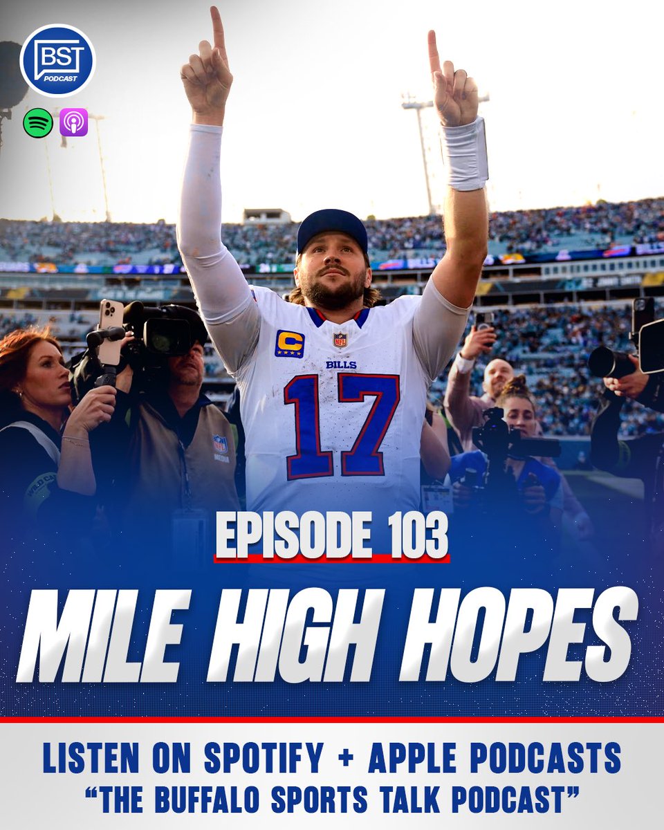BUFSportsTalk's tweet photo. ‼️ 𝗡𝗘𝗪 𝗘𝗣𝗜𝗦𝗢𝗗𝗘 ‼️

Ep. 103 - “Mile High Hopes”

🔵 Bills Jags Recap 🔥
🔴 Super Bowl Hopes? 😴
🔵 Wild Card Weekend &amp; Div. Round
🔴 Bills Broncos Preview! 📝

SPOTIFY 🎧: https://t.co/aME1un37pj

APPLE PODCASTS 🎧: https://t.co/V0BUHdBO89

#BillsMafia https://t.co/Rwthwfuu18