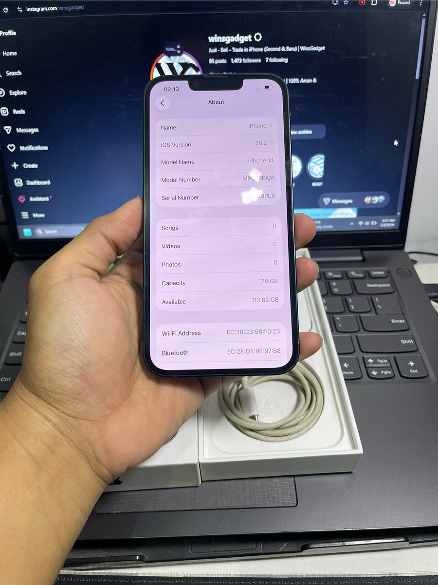 winsgadget's tweet photo. #WTS jual murah
 iPhone 14 128gb iBox Resmi
- Fullset Original
- BH 85%
- All Normal 
- Ada lecet pemakaian wajar aja

COD area Jakarta / Bekasi

IDR.7.7 jt Nego sampe deal

#zonauang 
#iPhoneSecond
#iPhoneiBox
#JualBeliiPhone
#WTSiPhone
#BeliiPhoneAman https://t.co/JgAOgBt773