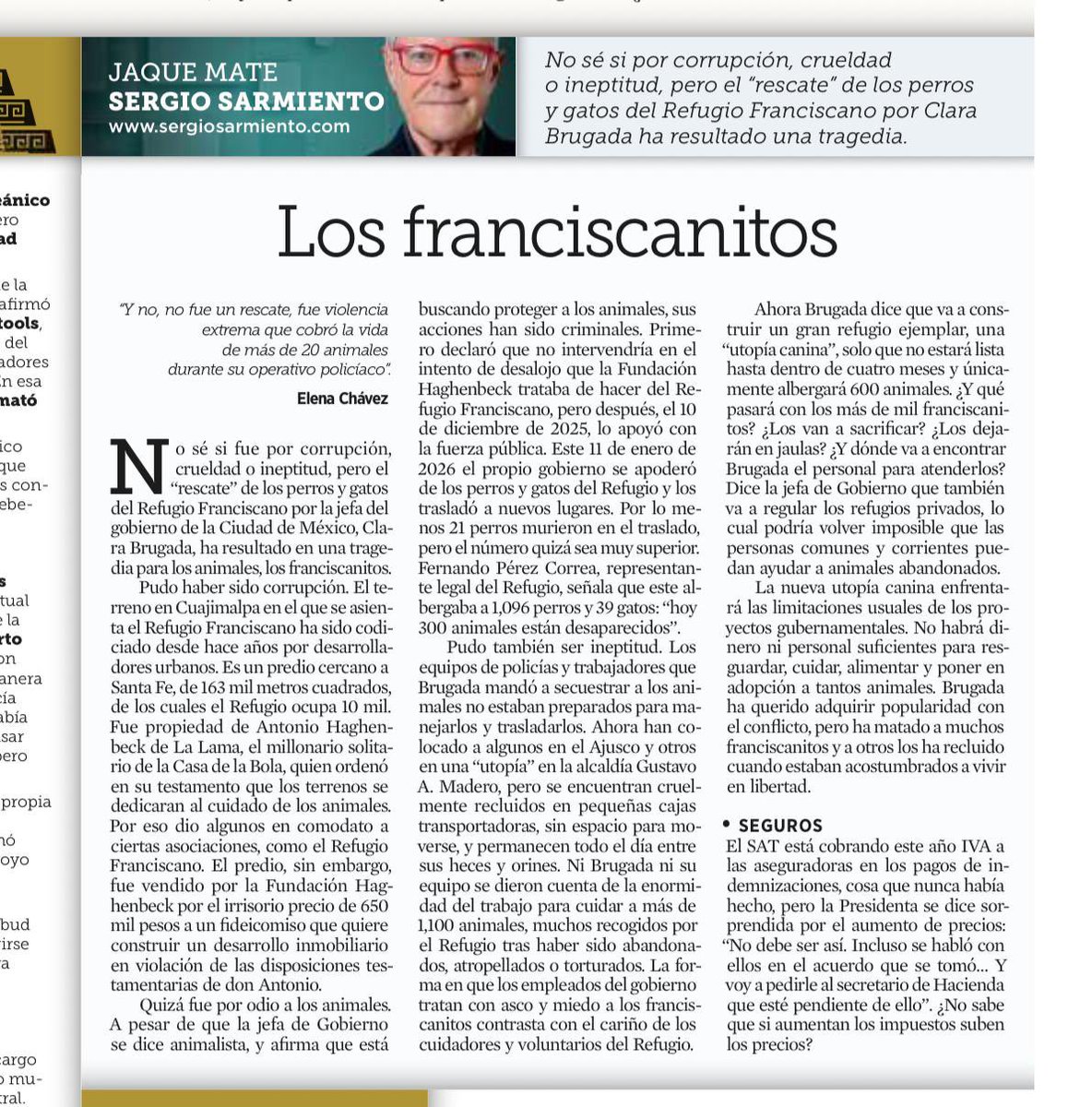 No la vieron venir; jamás se imaginaron el respeto y cariño que la gente de la ciudad y muchos otros lugares le tiene al <a href="/Ref_Franciscano/">REFUGIO FRANCISCANO AC</a>.

#Jaquemate la columna de hoy de  <a href="/SergioSarmiento/">Sergio Sarmiento</a> en @reforma