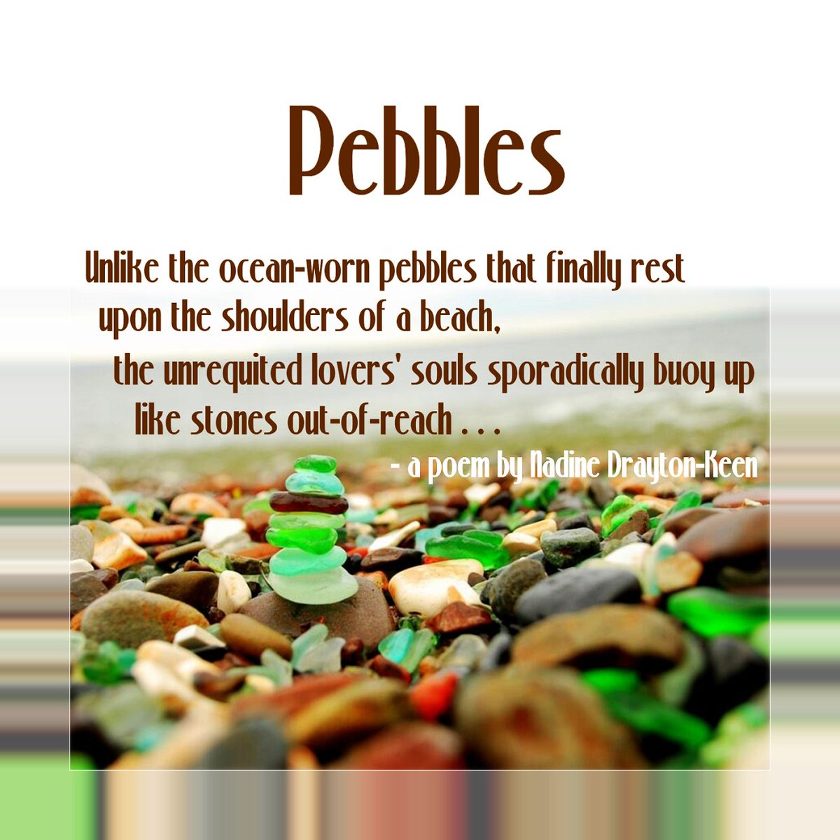 OvercomerBride's tweet image. This version of "Pebbles" is the one that won me an honorary mention in Howard University's Academy of American Poets contest (circa 1986). This is not the version of the poem that appears in Moody Woman (2020) - a collection of my poetry.