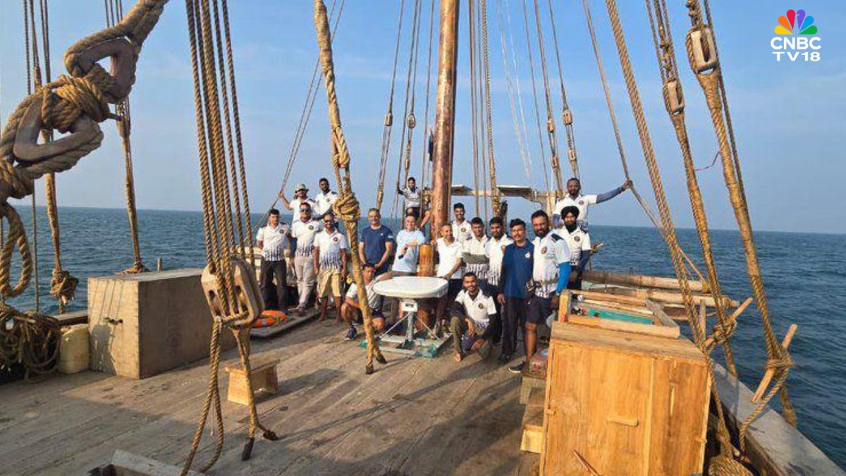 CNBCTV18News's tweet photo. Bharti Enterprises-backed #Eutelsat #OneWeb partners with the #IndianNavy for INSV Kaundinya’s historic voyage.
INSV Kaundinya is a wooden sailing ship, sailing from #Porbandar to #Muscat.
OneWeb’s satellite connectivity has been deployed on board for real-time connectivity.
@AshmitTejKumar