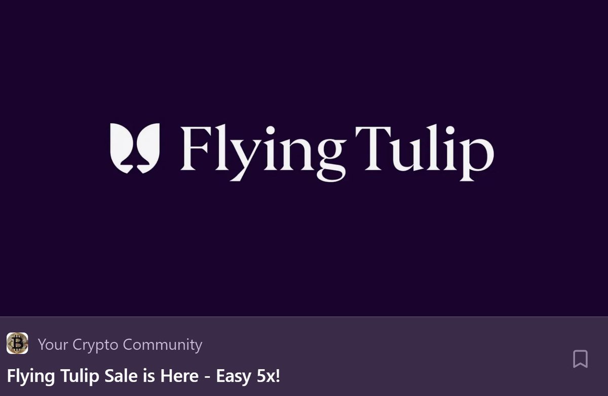 duonine's tweet photo. 🚨 Flying Tulip Sale is Here - Easy 5x! 

The @flyingtulip_ sale is about to start! This is one of the best opportunities you’ll get in early 2026. 

I expect an easy 5x on your money if everything goes well. This is your guide on how to join! 

Follow the bio link &amp; subscribe! https://t.co/VD8H2cml29