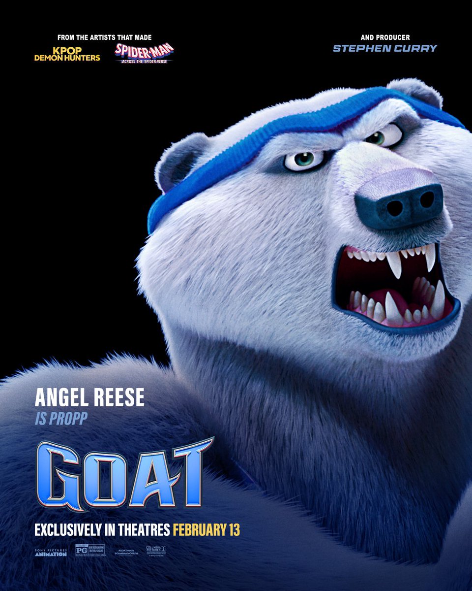 Give it up for Angel Reese as Propp 📣‼️

From the artists that made KPop Demon Hunters, Spider-Man: Across the #SpiderVerse, and producer Stephen Curry, #GOATmovie is exclusively in movie theatres February 13.