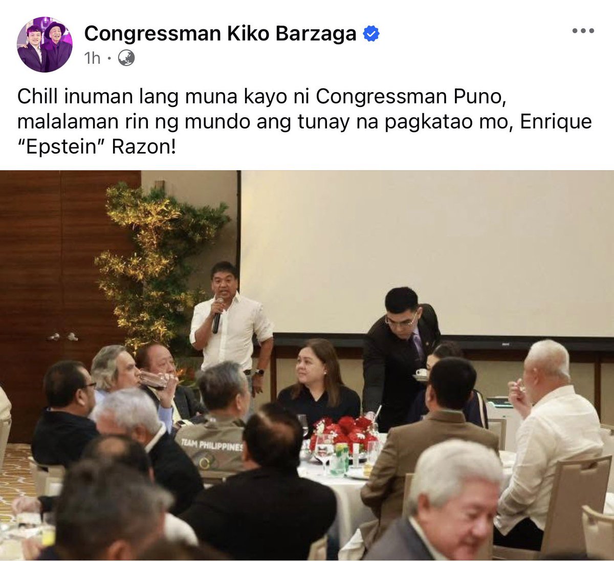 Screenshot na bago i-delete. Libelous din etong post ni Kiko Barzaga because of the PDF File nickname he included.

Tapos sabi ng tweety bird ko, more than a ₱100 Million in damages sa two counts of cyber libel ang sinisingil ni Enrique Razon from Kiko Barzaga. 🙀

Pag nag file