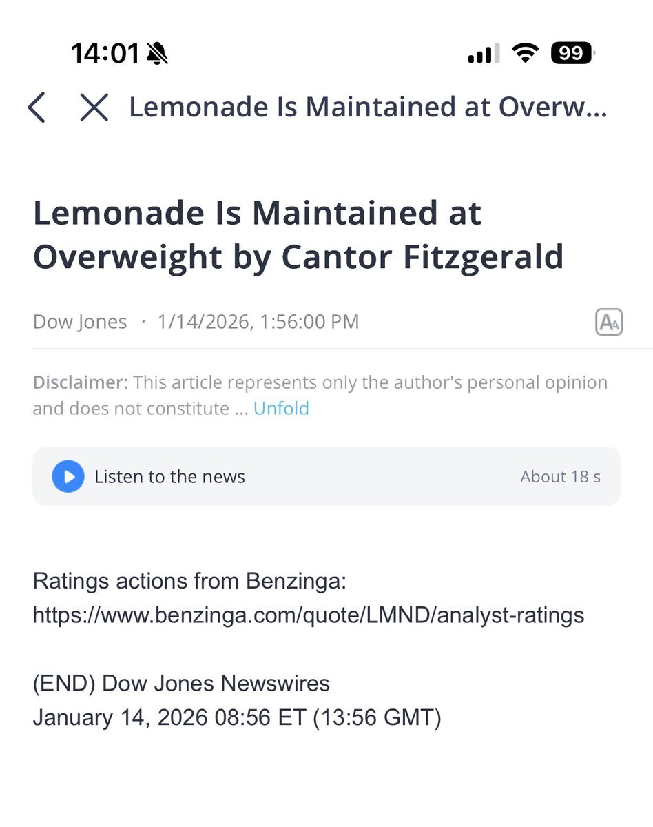 Cantor Fitzgerald - $LMND Target Price raised to $92 overnight. 🥹🍋
