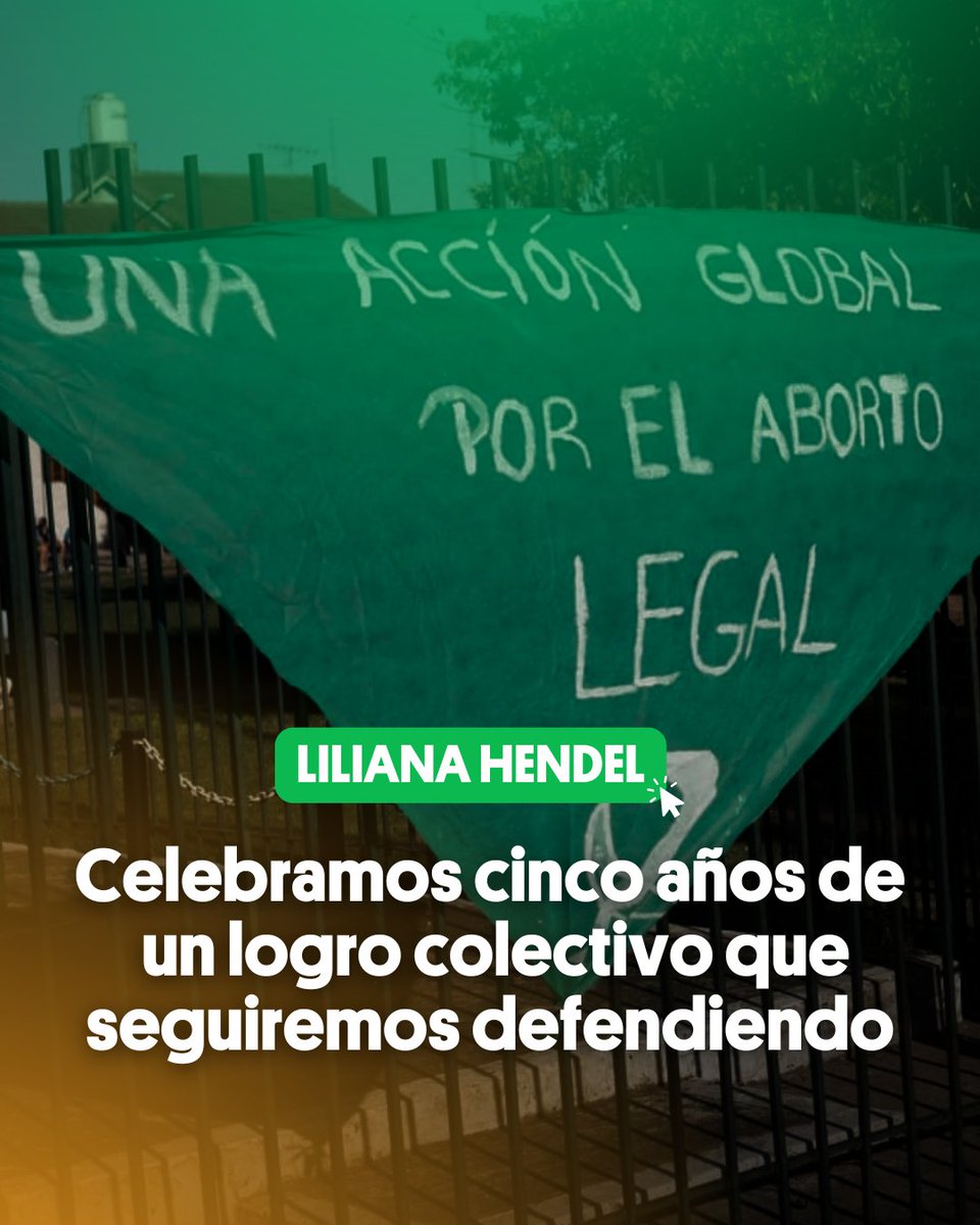 Hoy se cumplen 5 años de la promulgación de la Ley 27.610 de Acceso a la Interrupción Voluntaria del Embarazo (IVE) y lo primero que nos debemos es festejar y defender la ley ante las amenazas del Gobierno nacional.

💻Nota completa:
 generosmatanza.com/liliana-hendel…