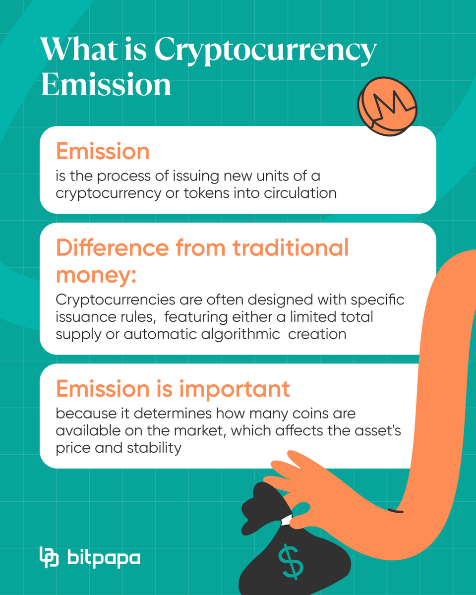Bitpapa_com's tweet image. 🪙The release of new digital coins onto the market is called issuance (or emission). And each time, this process affects the cryptocurrency: it can lead to inflation, which negatively impacts the asset's value.
