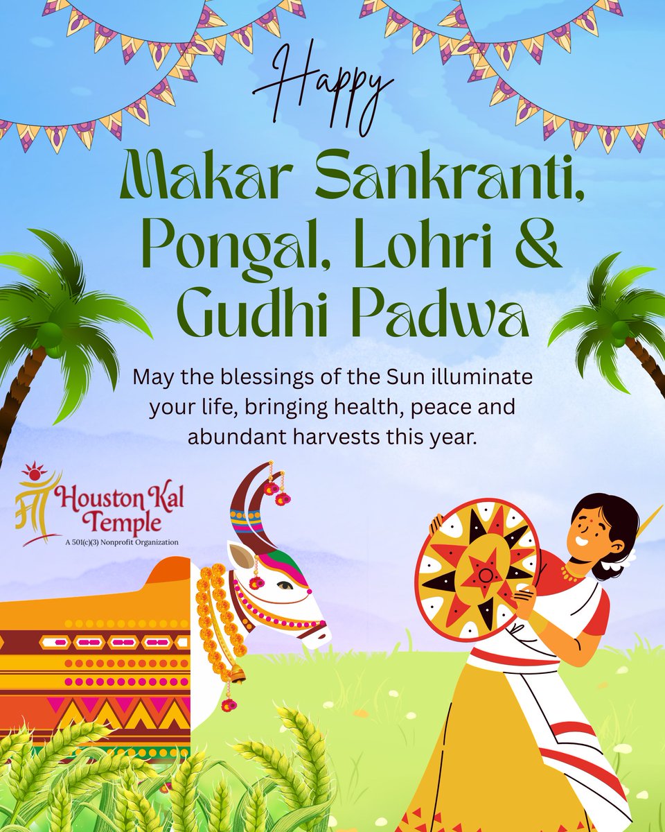 H_KaliTemple's tweet photo. 🌸 Festivals of Harvest &amp; New Beginnings 🌸
 
Makar Sankranti • Pongal • Lohri • Gudi Padva

🙏 Houston Kali Temple wishes you peace, prosperity &amp; divine blessings 🙏
 
Jai Maa Kali https://t.co/jkZDtbRXfU