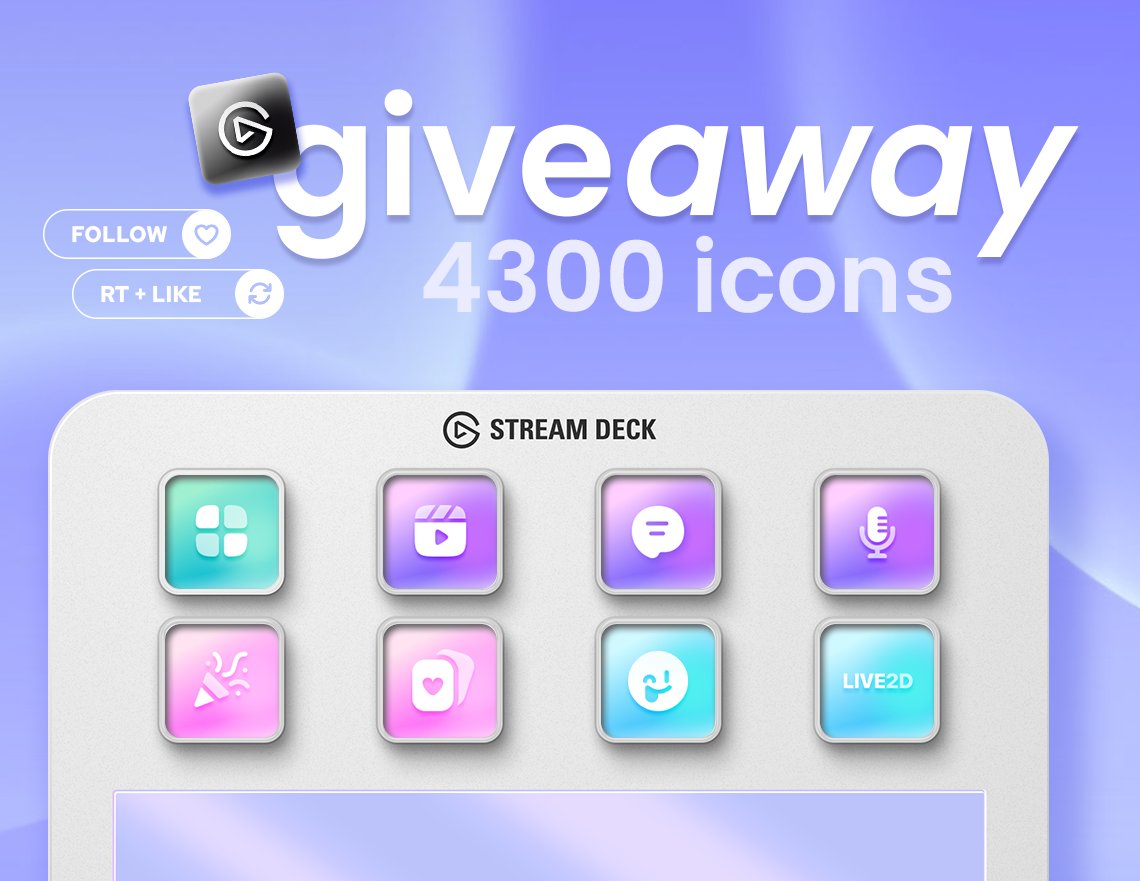 CiariDesigns_'s tweet image. 48H GIVEAWAY ┊ StreamDeck Pack 💟

Giving away 3 Icon Packs! 4300+ icons for VTubers and Streamers~ 

💌 To enter: 
🔹Repost + Like 
🔹Follow