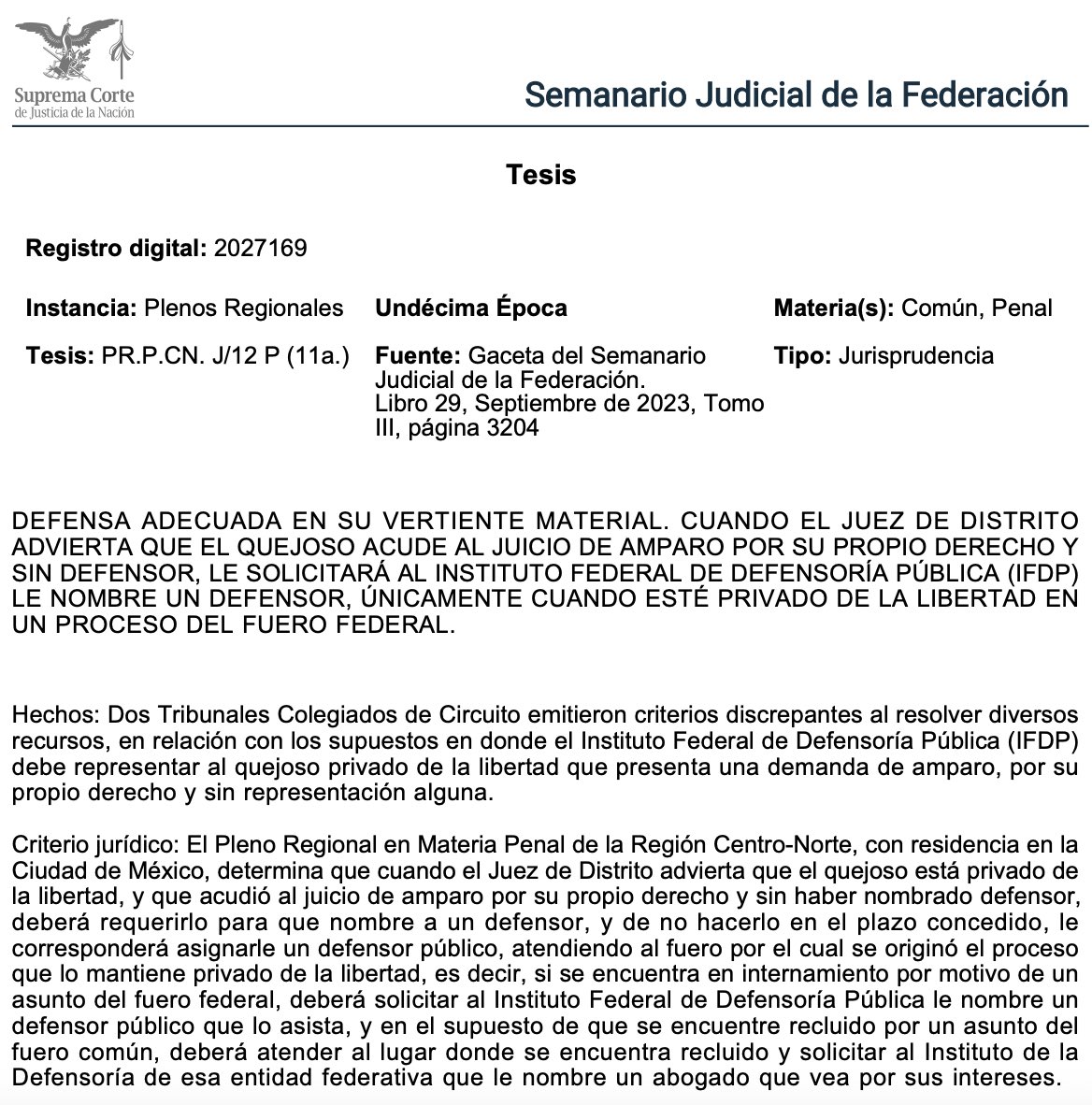 🧑🏽‍⚖️ ¿Amparo sin abogado y en prisión? 

Si una persona privada de la libertad promueve un juicio de amparo por su propio derecho y sin defensor, el Juez de Distrito no puede ignorarlo 🚨. Tiene el deber de intervenir para garantizar una defensa adecuada en su vertiente material