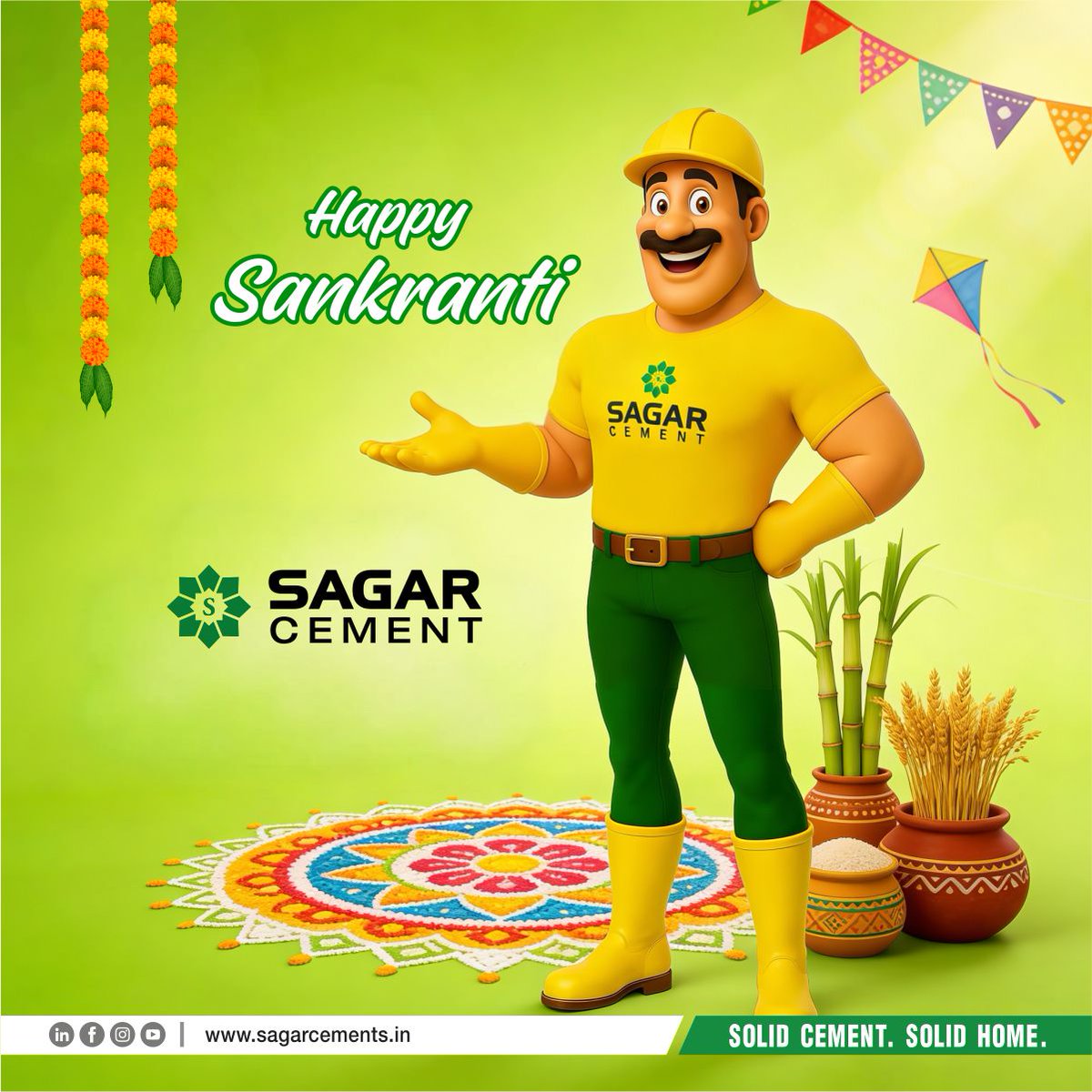 sagarcements's tweet photo. This Sankranti, let your dreams rise on a foundation of strength and prosperity.Sagar Cement wishes you a harvest of happiness, success, and strong beginnings.✨ Happy Sankranti ✨

#HappySankranti #SagarCement #MakarSankranti #Pongal #Sankranti2026 #HappyPongal #FestiveSeason https://t.co/V2UtNaDSH0