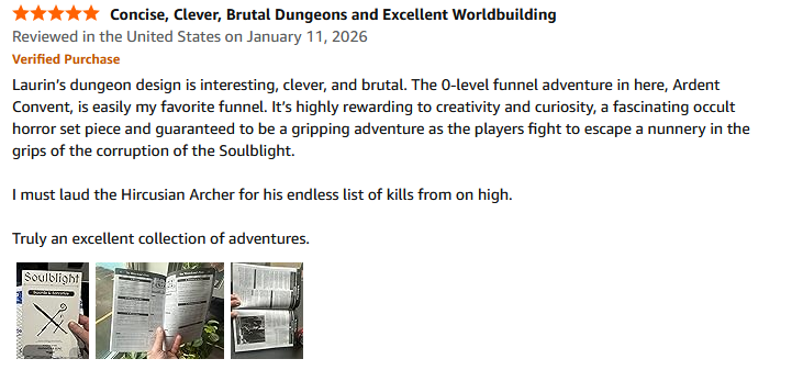 Gonna brag a little about the review I got for Soulblight - Swords &amp; Sorceries, watch out