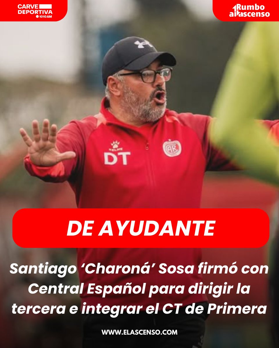elascensouy's tweet photo. ✅AYUDANTE PARA DE AMBROSIO

Santiago 'Charoná' Sosa firmó contrato con Central Español.

➡️Dirigirá la tercera e integrará el cuerpo técnico de Pablo De Ambrosio en primera https://t.co/vC5UoaI9u3