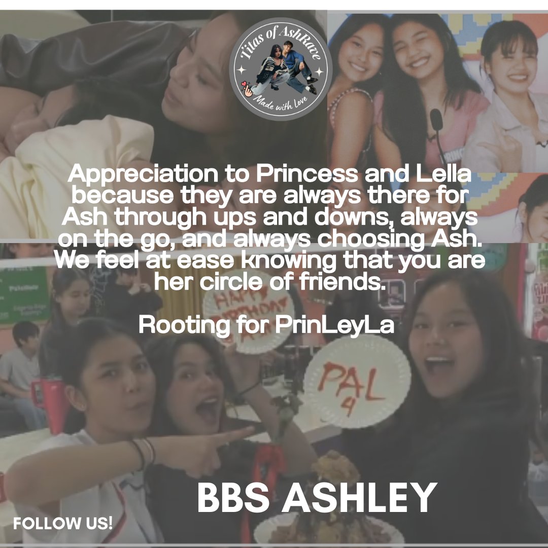 titasofashrave's tweet image. Appreciation to Princess and Lella because they are always there for Ash through ups and downs, always on the go, and always choosing Ash. We feel at ease knowing that you are her circle of friends.

Rooting for PrinLeyLa

BBS ASHLEY