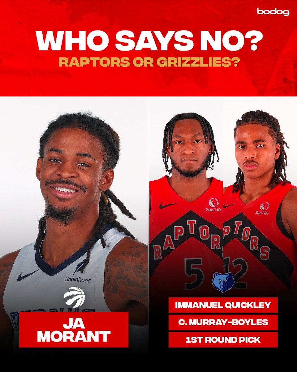 BodogCA's tweet image. RAPTORS FANS  - Should Toronto get in on the Ja Morant sweepstakes? 🧐