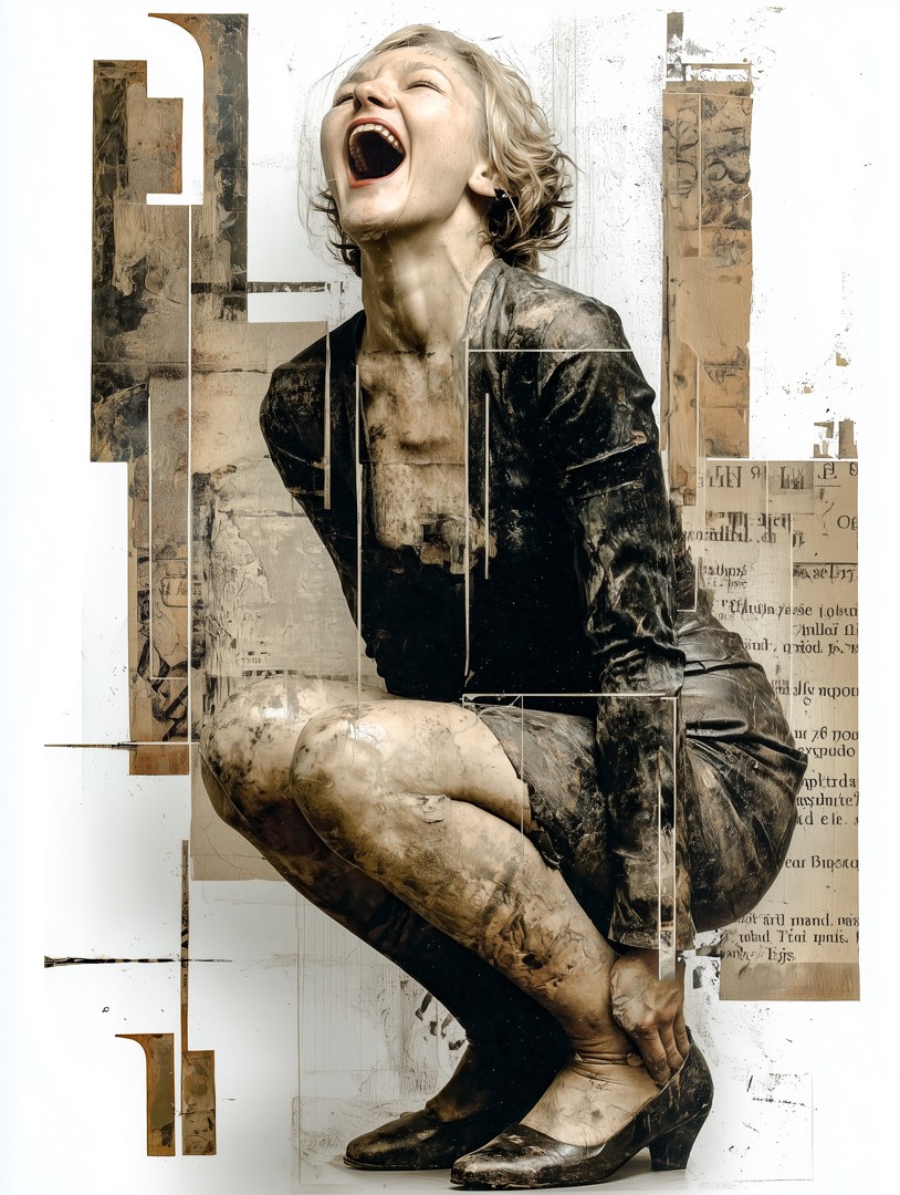 LeeVaris's tweet image. "Ink and Irony: Finding Joy in the Noise" Kneeling in the sediment of information, weighted down by words. Her laugh is a geological force, a visceral escape breaking through the crust of old news. #bobbiandleesphotoadventures